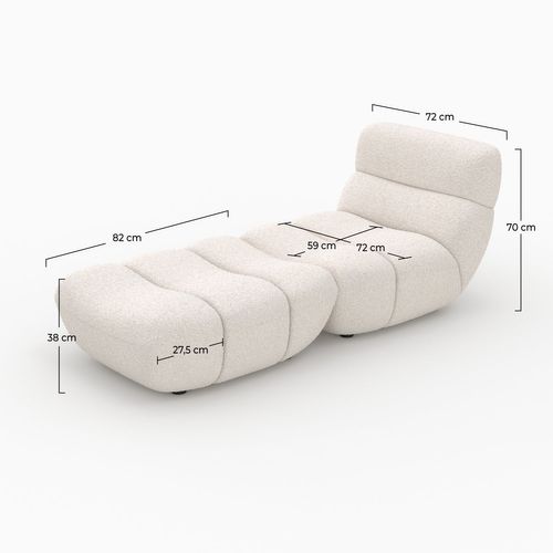 Ensemble Fauteuil Et Pouf En Tissu Bouclé Blanc - Teddy