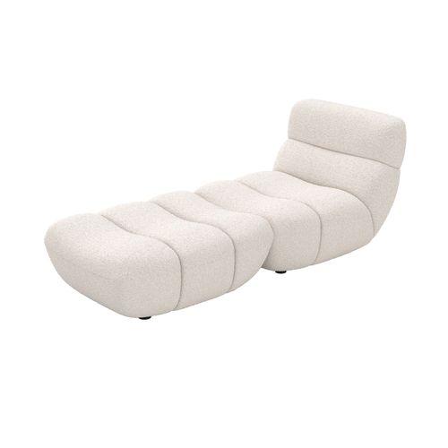 Ensemble Fauteuil Et Pouf En Tissu Bouclé Blanc - Teddy