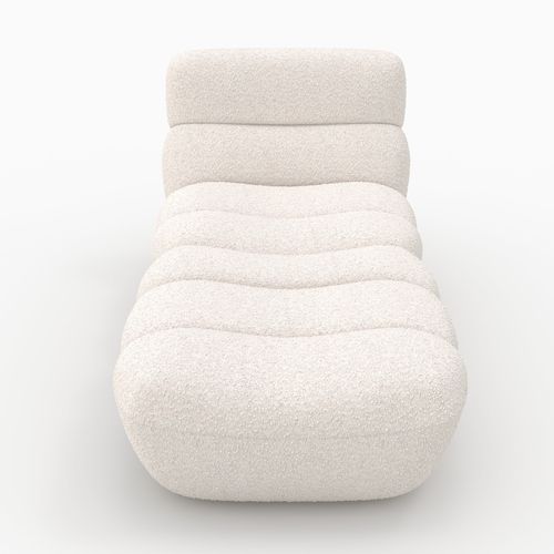 Ensemble Fauteuil Et Pouf En Tissu Bouclé Blanc - Teddy