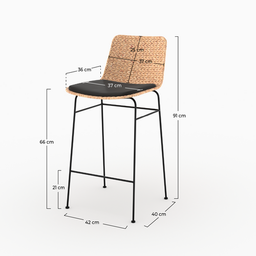 Lot De 2 Chaises Pour Îlot Central 66 Cm En Matière Naturelle Et Noir - Faro