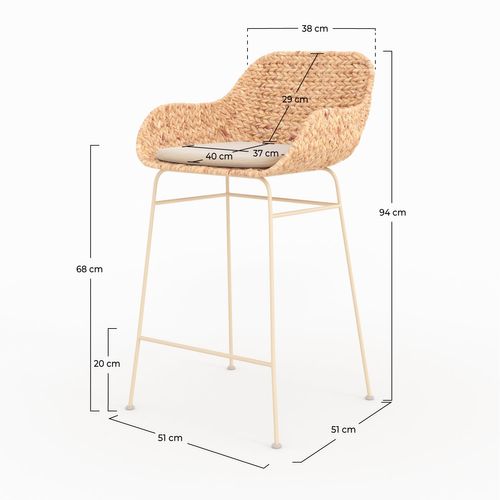 Lot De 2 Chaises Pour Îlot Central 66 Cm En Matière Naturelle - Faro