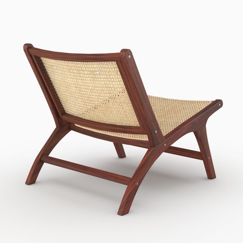 Fauteuil En Bois De Teck Finition Noyer Et Cannage En Rotin - Kilka