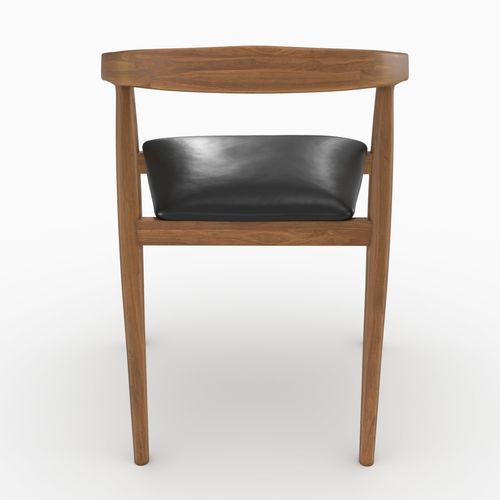 Lot De 2 Chaises En Bois De Teck Vernis Et Assise En Cuir Noir - Bali