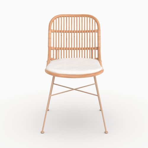 Lot De 2 Chaises En Rotin Beige Et Pieds En Métal Beige - Moon