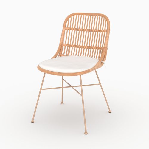 Lot De 2 Chaises En Rotin Beige Et Pieds En Métal Beige - Moon