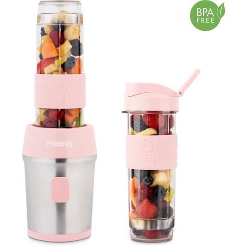 Mini Blender - Smoo12 - 300 W - 570 Ml - Rose Pastel - 2 Gourdes Incluses