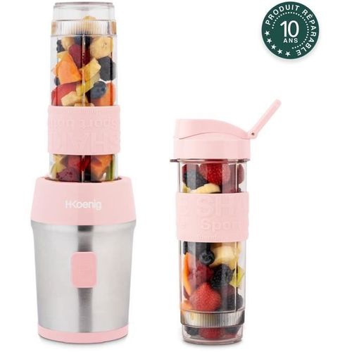 Mini Blender - Smoo12 - 300 W - 570 Ml - Rose Pastel - 2 Gourdes Incluses