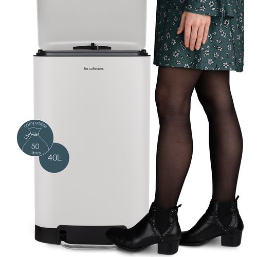 Poubelle à Pédale 40l, White Edition - N°828