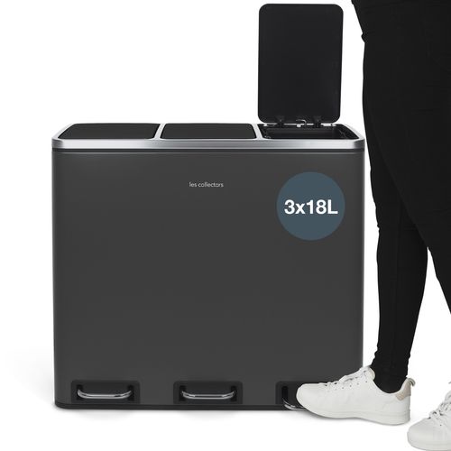 Poubelle De Tri à Pédale 3 X 18 L, Grey Edition - N°990
