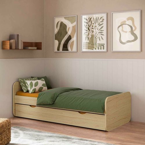 Pack Lit Gigogne Avec 2 Matelas Lupin   Bois 90x200 Cm