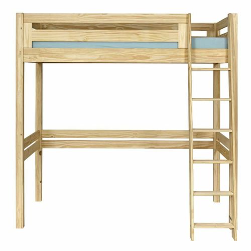 Pack Lit Mezzanine 2 Places Avec Matelas 120x190 Cm Orsai  Bois Naturel