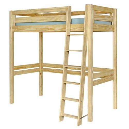 Pack Lit Mezzanine 1 Place Avec Matelas 90x190 Cm Orsai  Bois Naturel