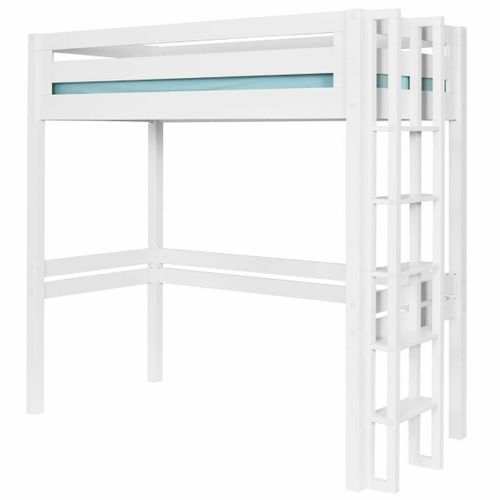 Pack Lit Mezzanine 1 Place Avec Matelas 90x190 Cm Dorsé Blanc