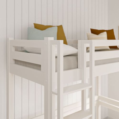 Pack Lit Mezzanine 1 Place Avec Matelas 90x190 Cm Dorsé Blanc