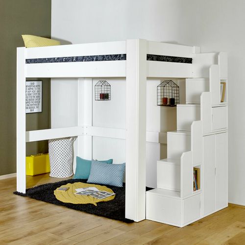 Lit Mezzanine 2 Places 140x190 Cm Lex Bois Naturel