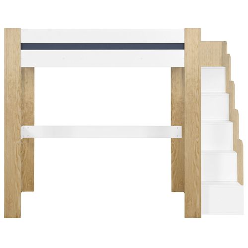 Pack Lit Mezzanine Avec Escalier Et Matelas 90x190 Cm Lex  Blanc Et Bois