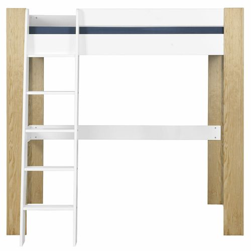 Pack Lit Mezzanine Avec Bureau Et Matelas 90x190 Cm Lee  Blanc Et Bois