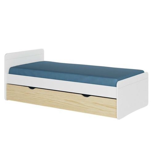 Pack Lit Gigogne Avec Matelas 90x190 Cm Lilow Blanc Et Bois