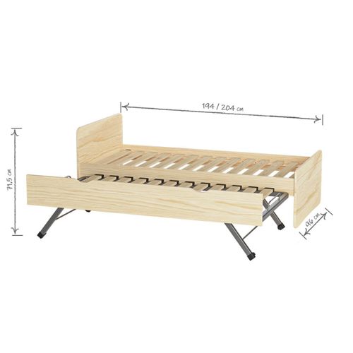 Pack Lit Gigogne Avec Matelas 90x200 Cm Lilow Bois