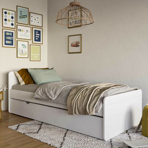 Pack Lit Gigogne Avec Matelas 90x190 Cm Lilow  Blanc