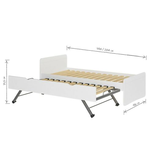 Pack Lit Gigogne Avec Matelas 90x190 Cm Lilow  Blanc