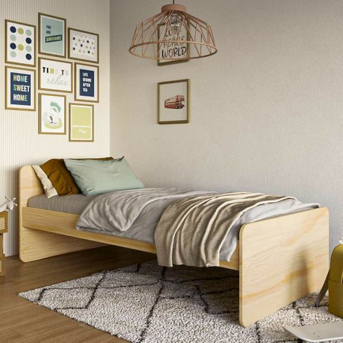 Pack Lit Avec Matelas 90x190 Cm Lilow Bois