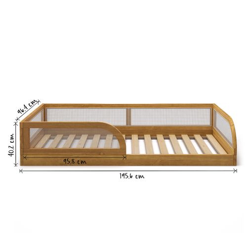 Pack Lit Enfant Montessori Avec Matelas 90x190 Cm Laya  Noisette