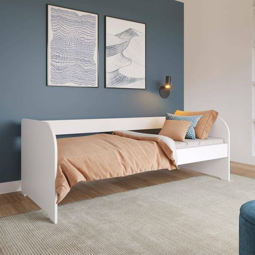 Lit Banquette Avec Matelas 80x190 Cm Ezra  Blanc