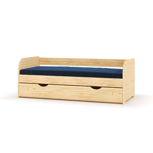 Pack Lit Banquette Gigogne Avec Matelas 80x190 Cm Ezra  Bois