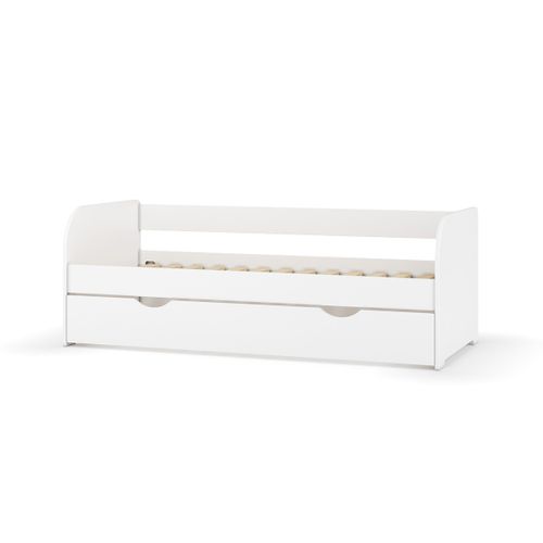 Pack Lit Banquette Gigogne Avec Matelas 80x190 Cm Ezra  Blanc