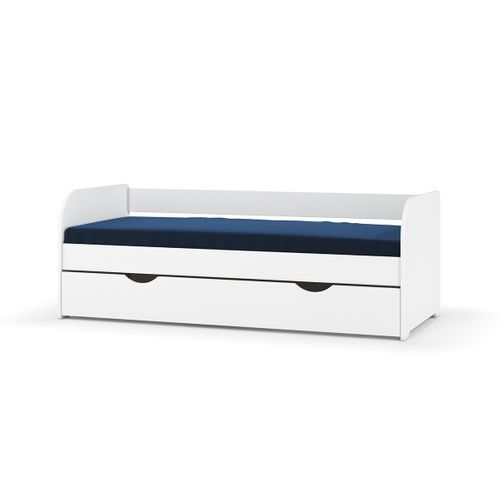 Pack Lit Banquette Gigogne Avec Matelas 80x190 Cm Ezra  Blanc