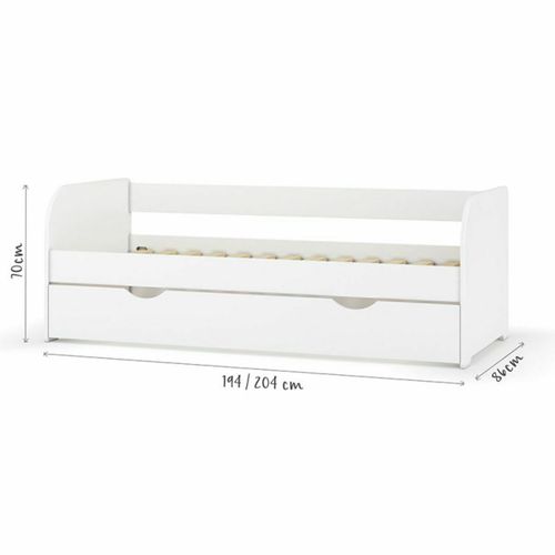 Pack Lit Banquette Gigogne Avec Matelas 80x190 Cm Ezra  Blanc
