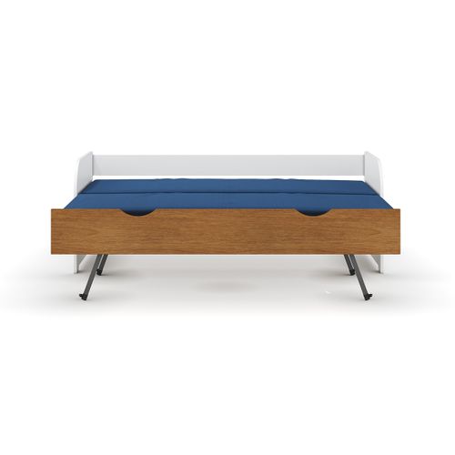Lit Banquette Gigogne 80x190 Cm Ezra  Blanc Et Noisette