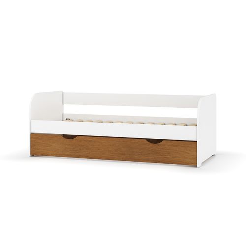 Lit Banquette Gigogne 80x190 Cm Ezra  Blanc Et Noisette
