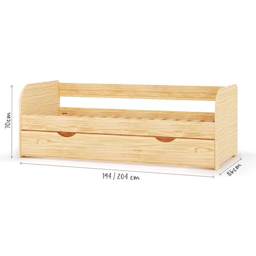 Lit Banquette Gigogne 80x200 Cm Ezra  Bois