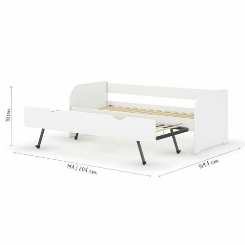 Lit Banquette Gigogne 80x200 Cm Ezra  Bois