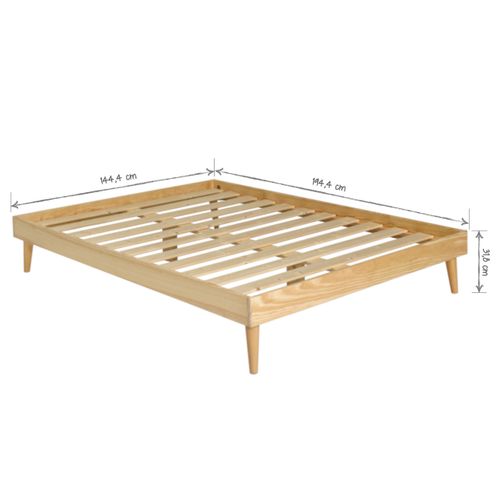 Lit 2 Places Avec Pieds 120x190 Cm Darla  Bois Naturel