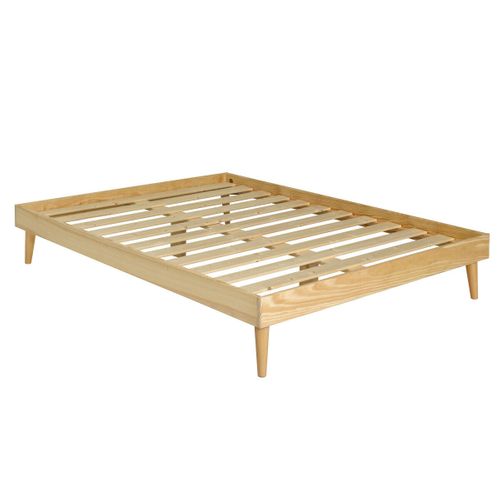 Lit 2 Places Avec Pieds 120x190 Cm Darla  Bois Naturel