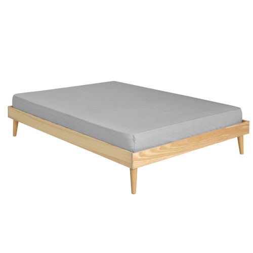 Lit 2 Places Avec Pieds 120x190 Cm Darla  Bois Naturel