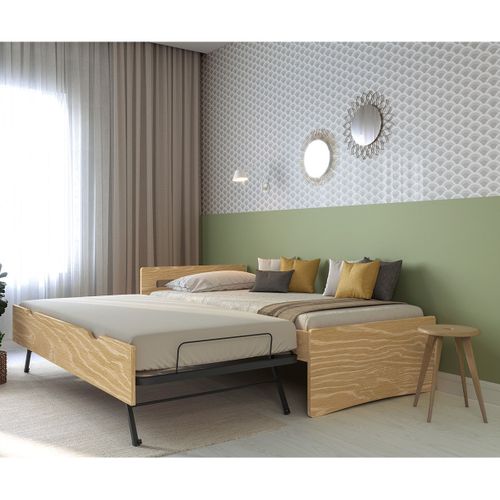 Pack Lit Gigogne Avec Matelas 90x200 Cm Leo  Bois