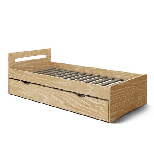 Pack Lit Gigogne Avec Matelas 80x190 Cm Leo Bois
