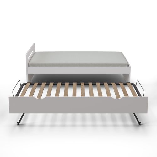 Pack Lit Gigogne Avec Matelas 80x190 Cm Leo  Blanc