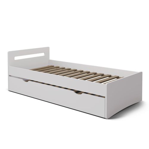 Pack Lit Gigogne Avec Matelas 80x190 Cm Leo  Blanc