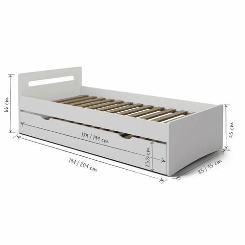 Lit Gigogne 90x200 Cm Leo Bois