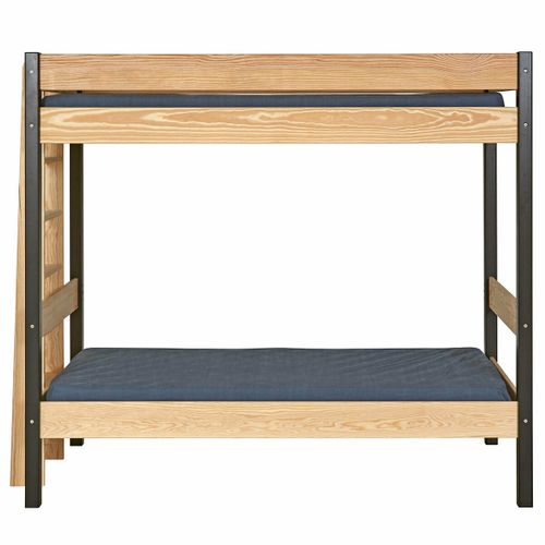 Pack Lit Superposé Avec Matelas 90x190 Cm Tino  Noir Et Bois