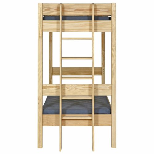 Pack Lit Superposé Avec Matelas 90x190 Cm Tino  Bois Naturel