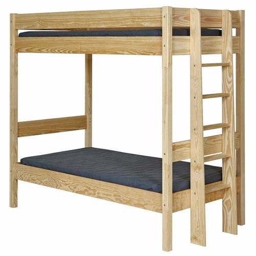 Pack Lit Superposé Avec Matelas 90x190 Cm Tino  Bois Naturel