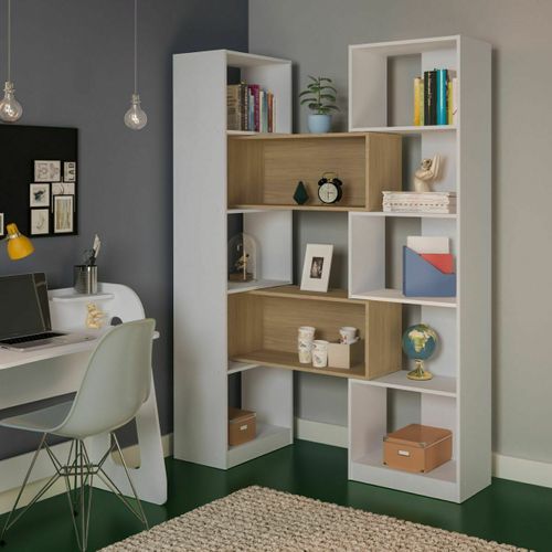 Etagère Bibliothèque Modulable Rubeus Blanc Et Bois