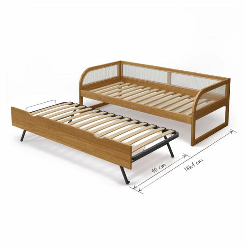Pack Lit Enfant Gigogne Avec Matelas 90x190 Cm Laya Noisette
