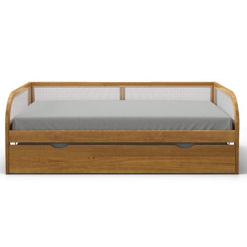 Pack Lit Enfant Gigogne Avec Matelas 90x190 Cm Laya Noisette